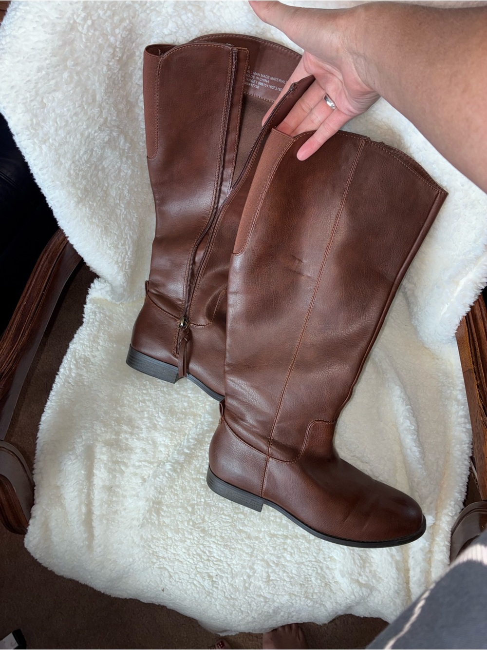Classic Brown Leather Knee-High Riding Boots
